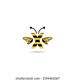 initial letter X bee logo vector illustration design