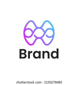 Initial Letter X blue and purple gradient color line art outline Logo.

