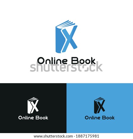 Initial letter X book for bookstore, book company, publisher, encyclopedia, library, education logo concept