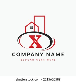 Initial Letter X Building Logo. Logo, Architektur, Zuhause, Design-Vorlage für Immobilien-Logo