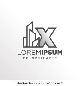 Initial Letter X with Buildings Logo Design