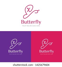 initial letter x butterfly logo and icon vector illustration design template