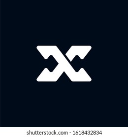 Initial letter X C logo template with geometric bold line art illustration in flat design monogram symbol