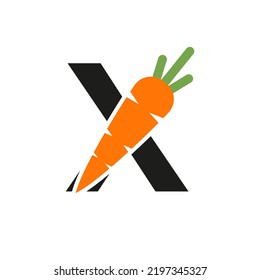 Initial Letter X Carrot Icon Design Vector Template. Carrot Logo Based Alphabet