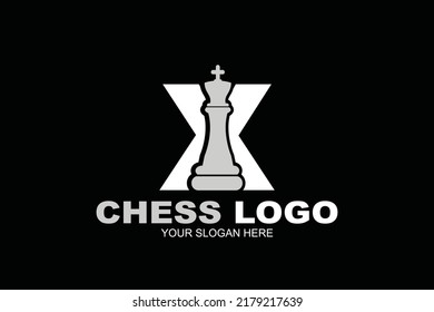 initial Letter X chess king logo