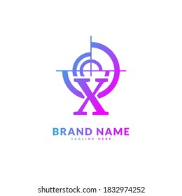 Initial letter X with circle target logo. Creative stylish target logo vector, fit for company and business
