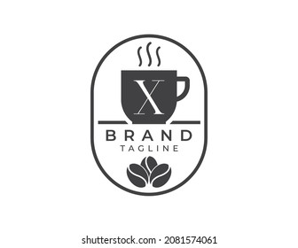 initial Letter X Coffee Shop Logo. Minimal Coffee House Logo Vector illustrations.