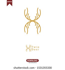 Initial letter x combine with deer antlers logo vector design. twin deer logo icon