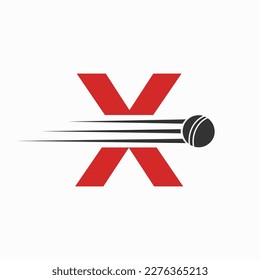 Initial Letter X Cricket Logo Concept With Ball Icon For Cricket Club Symbol