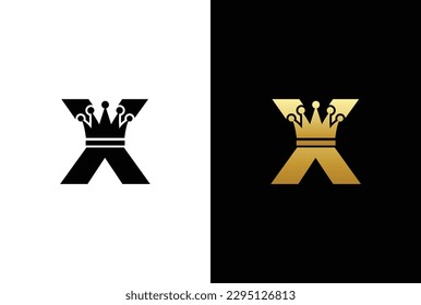 letra inicial logotipo de la corona X, modelo vectorial de diseño del logotipo de la marca real de rey.