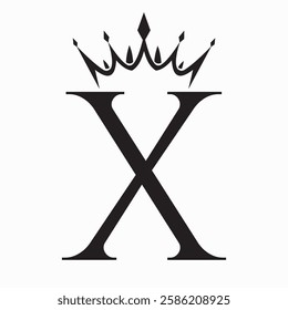 Initial Letter X Crown Logo Concept For Fashion and Beauty Symbol Vector Template