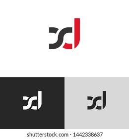 Initial Letter x d linked lowercase logo design template elements. Red letter Isolated on black white grey background. Suitable for business, consulting group company.