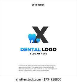 Initial Letter X Dental Logo Design Template