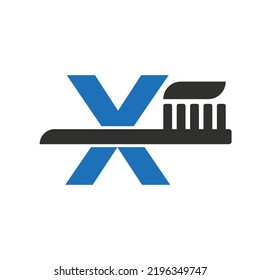 Anfangsbuchstaben X-Dental-Logo in Kombination mit der Vorlage für das Tooth-Logo