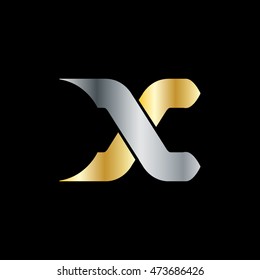 Initial Letter X Design Logo Silver Gold