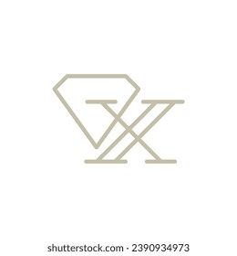 initial Letter X Diamond Logo Concept icon sign symbol Element Design Line Art Style. Jewellery, Jewelry, Gem Logotype. Vector illustration template