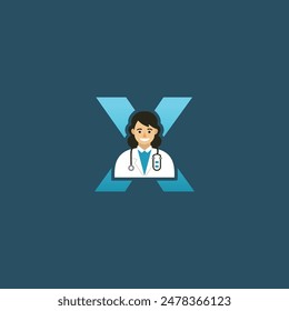 Initial Letter X Doctor icon Logo Design Vector Graphic Emblem Illustration. 