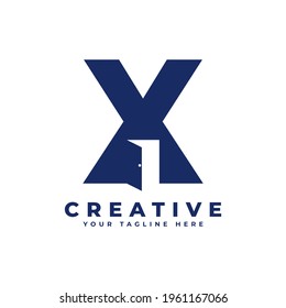 Initial Letter X with Door Negative Space Logo Design. Usable for Construction Architecture Building Logo