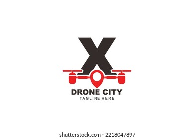 initial Letter X drone logo