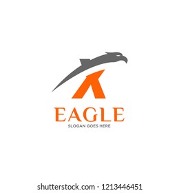 Initial Letter X Eagle Hawk Logo Design Orange