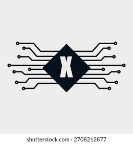 Initial Letter X Electricity logo design. Electrical Components design concept alphabet font. Vector Illustration.