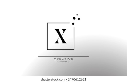 Initial letter X elegant and luxury Initial with Rectangular dots frame minimal monogram logo design vector template