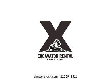 logotipo de miniexcavadora de letra X inicial
