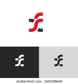Initial Letter x f linked lowercase logo design template elements. Red letter Isolated on black white grey background. Suitable for business, consulting group company.