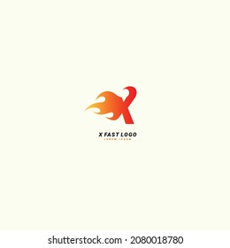 Letra inicial X Velocidad rápida, plantilla de diseño de logotipo de incendio