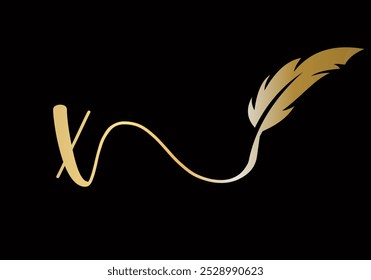 Initial Letter X Feather Logo Design Vector Template. Feather Symbol