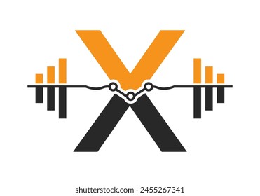 Initial Letter X Fitness Logo Concept With Dumbbell Icon. Gym Symbol