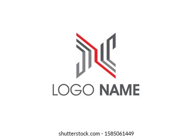 initial letter X flat line logo concept