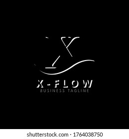 Initial letter X flow logo vector design template. Silhouette letter isolated on black background. Can be used for company logo or symbol
