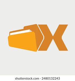 Initial Letter X Folder Logo. Vector Illustration.