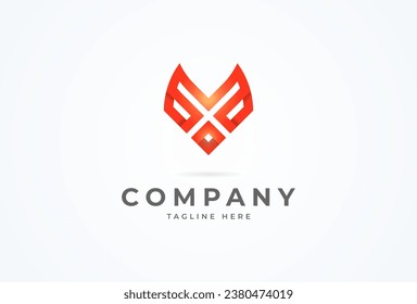 Initial Letter X Fox logo. letter X with fox head combination. vector illustration