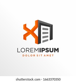 Initial Letter X Garage Door Logo Design