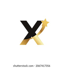 Initial Letter X Golden Star Logo Icon Symbol Template Element
