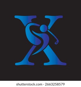 Letra inicial X Golf Logo Design Conceito para Hockey Club Symbol