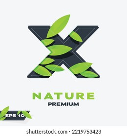 Initial letter X with green leaf logo vector design template, Perfect for spa, beauty and etc