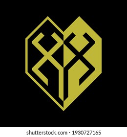 Letra inicial x color de oro medio espacio geométrico negativo logo vector color oro
