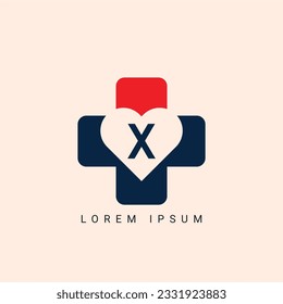 initial Letter X Heart Logo Concept symbol sign icon Design Element. Love, Medical, Health Care, Valentine's Day Logotype. Vector illustration template