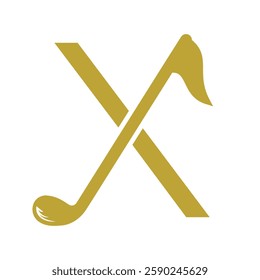 Initial Letter X Hockey Logo Concept With Hockey Stick Symbol Vector Template