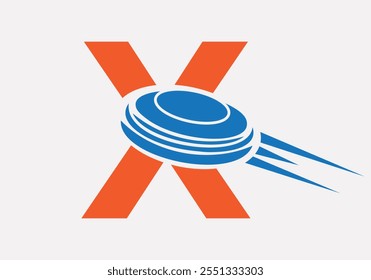 Initial Letter X Hockey Puck Logo Vector Template