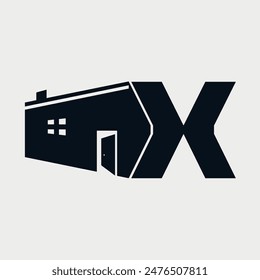 Diseño del logotipo inicial de la letra X Home or House. Diseño único y clásico de bienes raíces concepto alfabeto fuente. Ilustración vectorial.