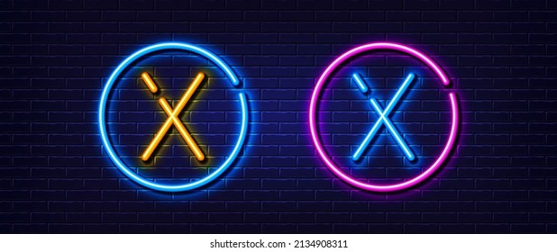 Initial letter X icon. Neon light line effect. Line typography character sign. Large first font letter. Glowing neon light element. Letter X glow 3d line. Brick wall banner. Vector