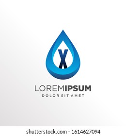 Initial Letter X inside Water Drop Logo Design