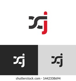 Initial Letter x j linked lowercase logo design template elements. Red letter Isolated on black white grey background. Suitable for business, consulting group company.