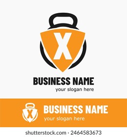 Initial Letter X with Kettlebell for Gym, Fitness, Pilates, Exercise Sport Business Logo Idea