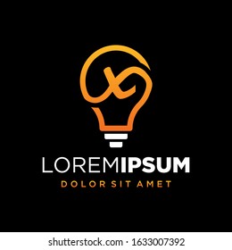 Initial Letter X with Lamp or Idea Logo Design Concept