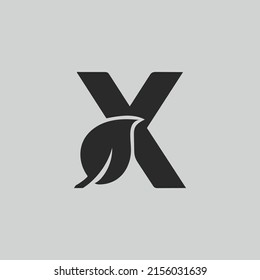 Initial Letter X With Leaf Logo design vector graphic concept illustrations. Green leaf logo Template vector Design.